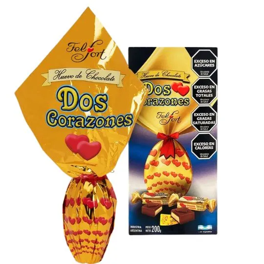 Huevo de chocolate dos corazones 200g